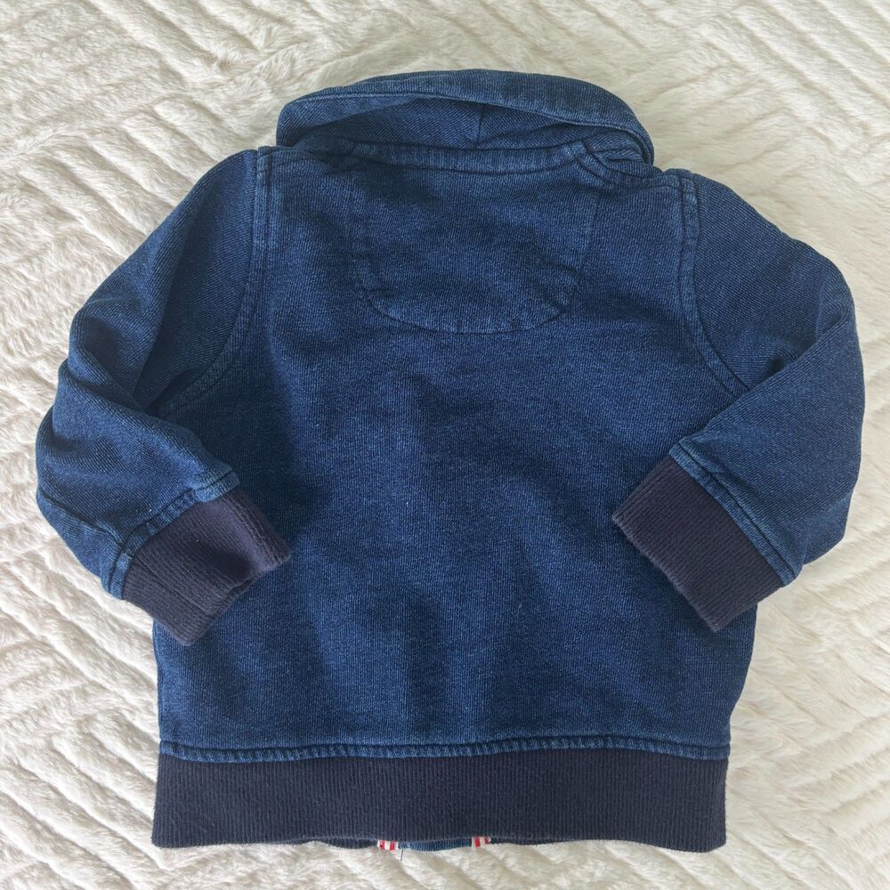 Petit Bateau Baby Size 12M 74cm Navy Blue Shawl Collar Snap Cardigan Jacket - Picture 2 of 6